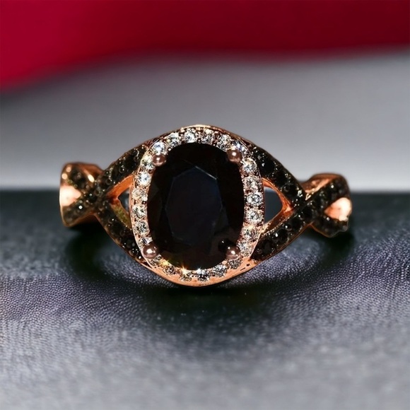 ROSE GOLD PLATED CZ X FASHION RING - Picture 1 of 4